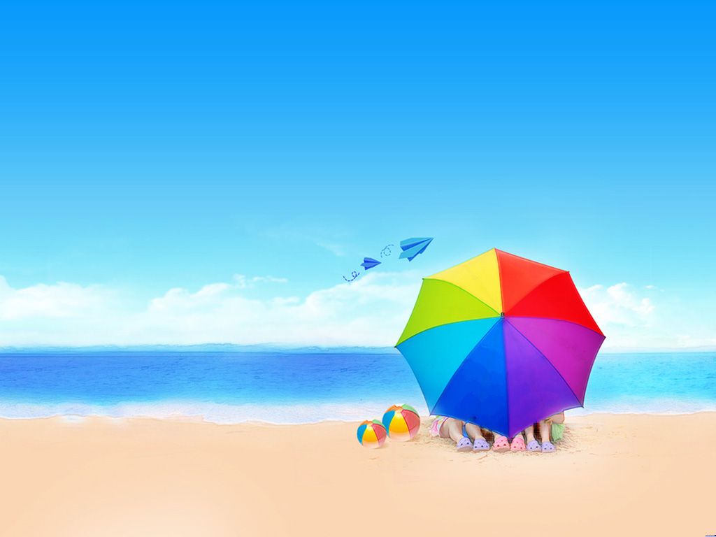 夏日休闲海滩幻灯片背景图片|PPT宝藏提供